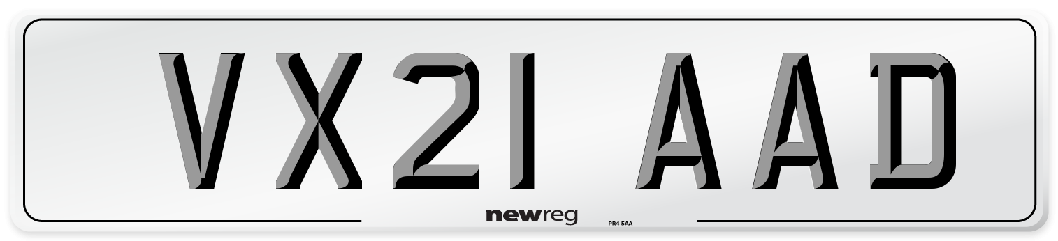 VX21 AAD Number Plate from New Reg